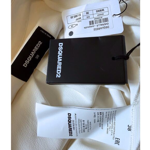 NWT DSQUARED2 Ivory Collared Long-Sleeve Jumpsuit – Size 38 (US S) Retail $1,665 - Picture 7 of 8